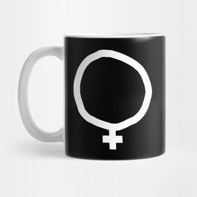 Minimal Female Gender Symbol White Line by ellenhenryart